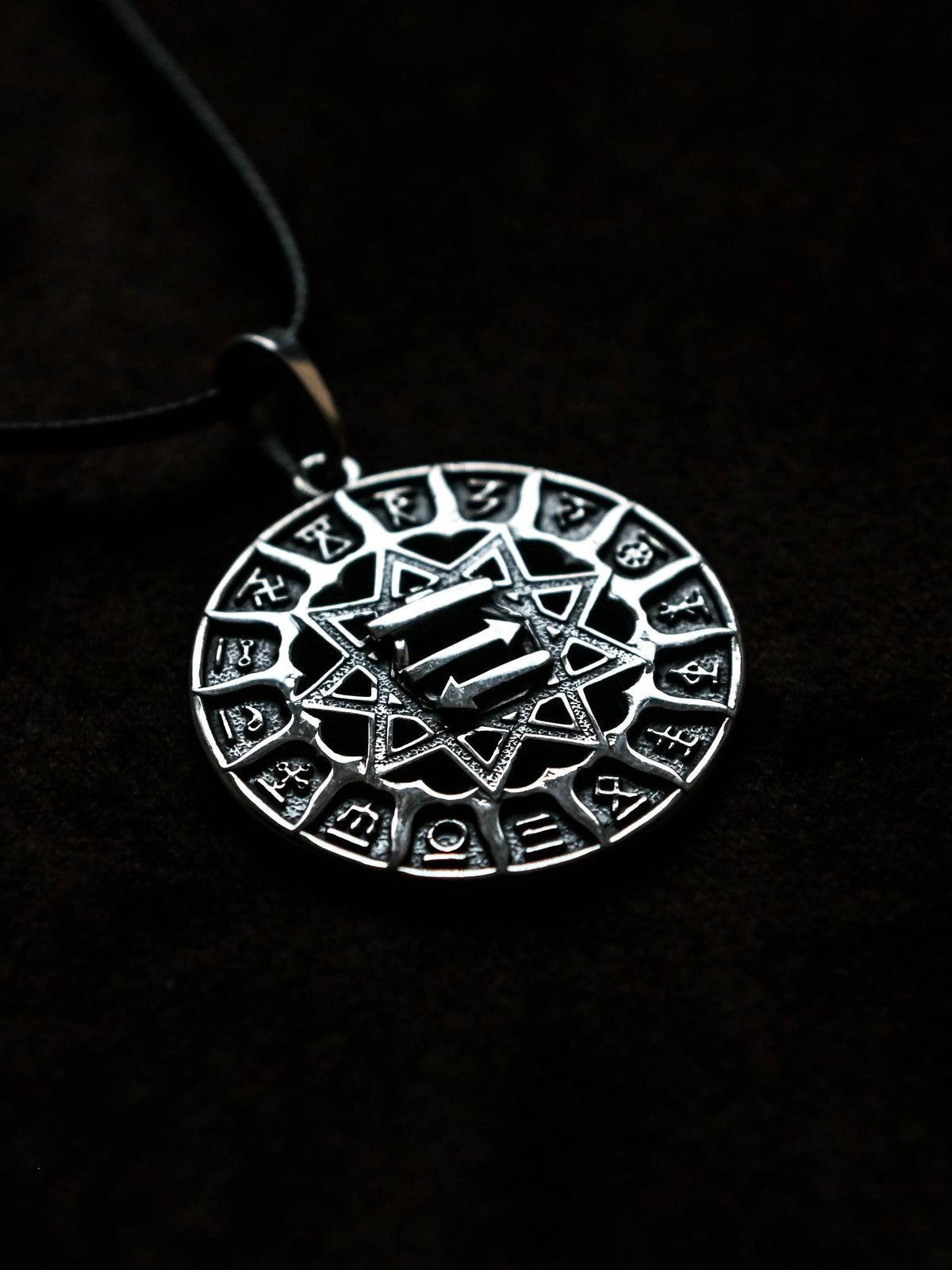Slavic Chertog Busel (Stork) Amulet, Sterling Silver 925 — Svarog Circle Zodiac Pendant