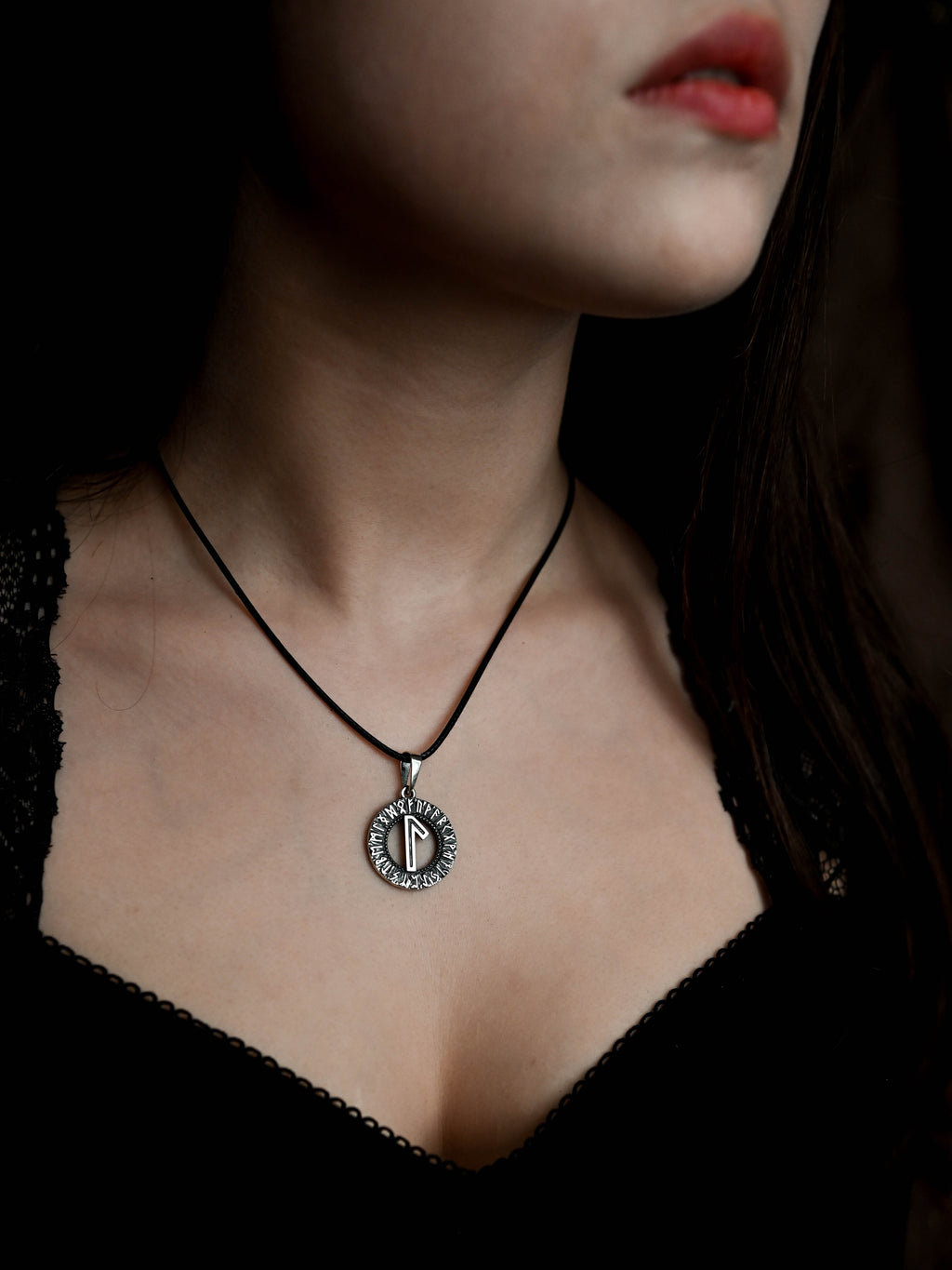 Laguz Rune Amulet, Elder Futhark, Sterling Silver 925 — Viking & Norse Symbol Pendant