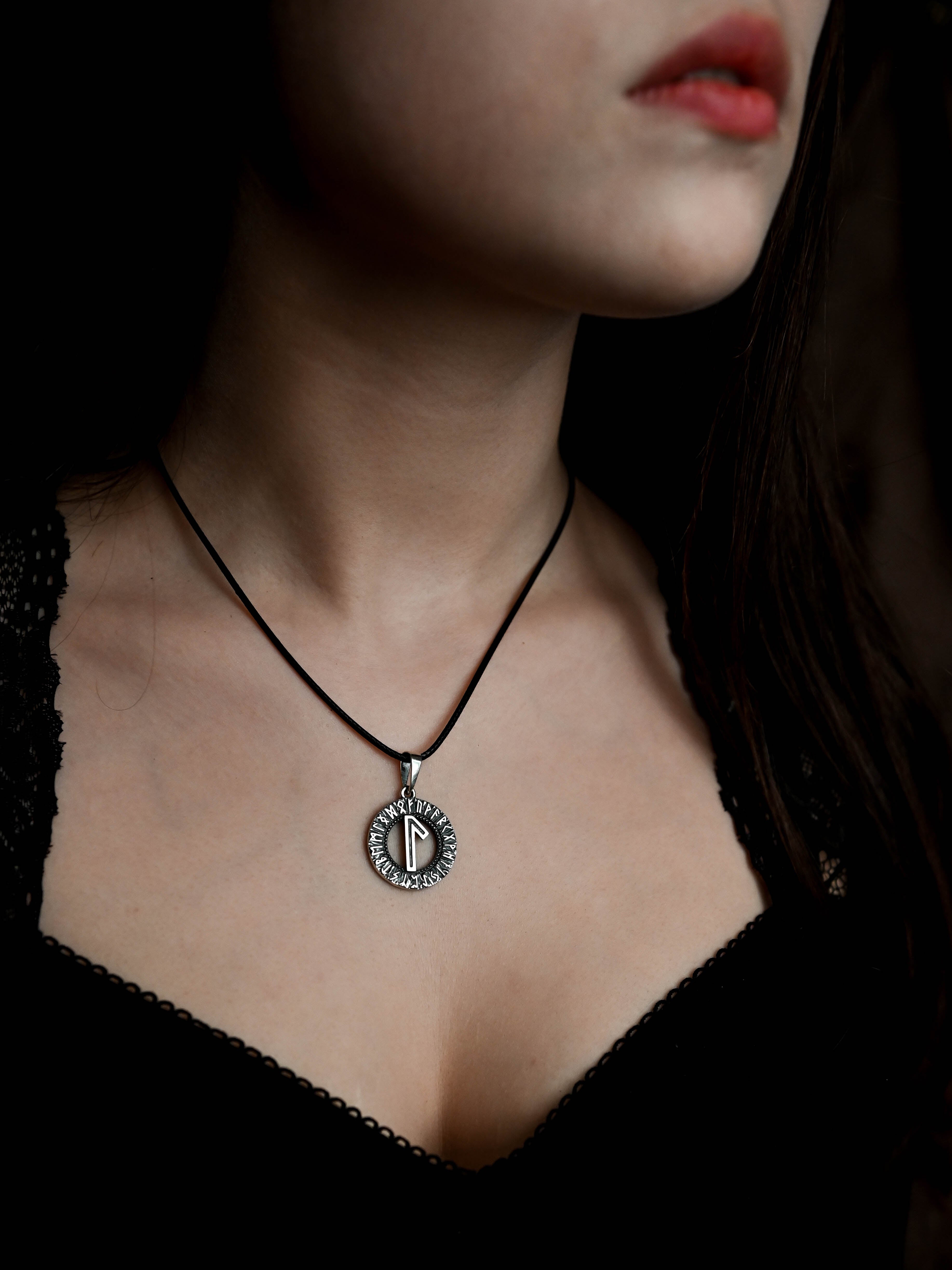 Laguz Rune Amulet, Elder Futhark, Sterling Silver 925 — Viking & Norse Symbol Pendant