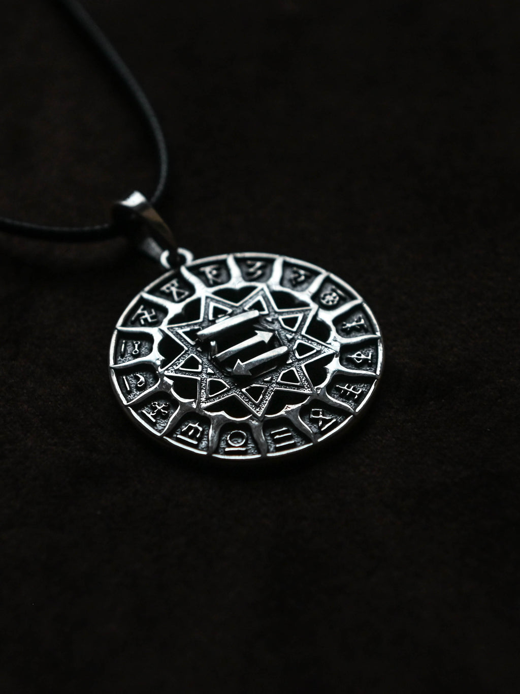 Slavic Chertog Busel (Stork) Amulet, Sterling Silver 925 — Svarog Circle Zodiac Pendant