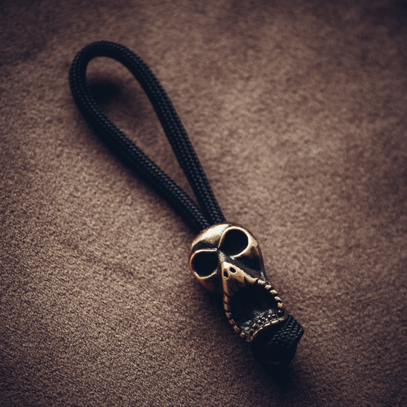 Ghost Keychain, Bronze on Paracord Cord