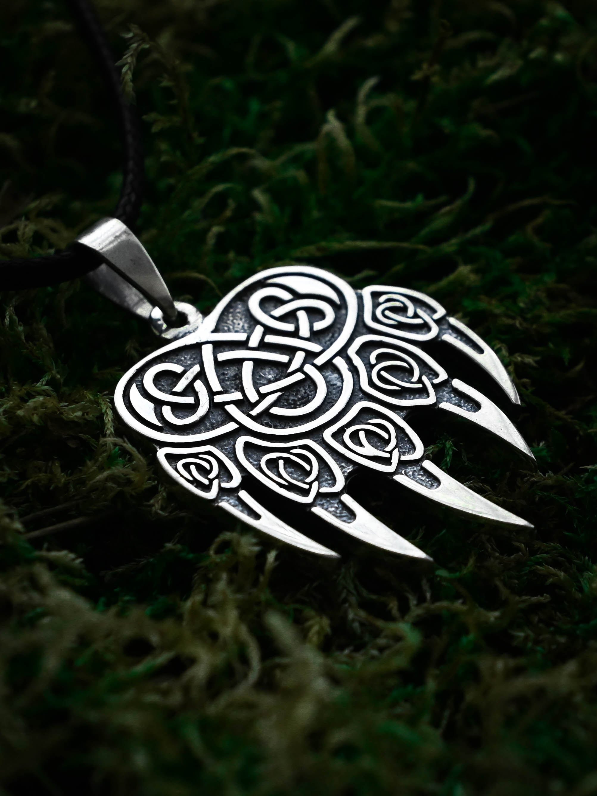 Bear Paw Amulet, Sterling Silver 925 — Viking & Slavic Symbol Pendant