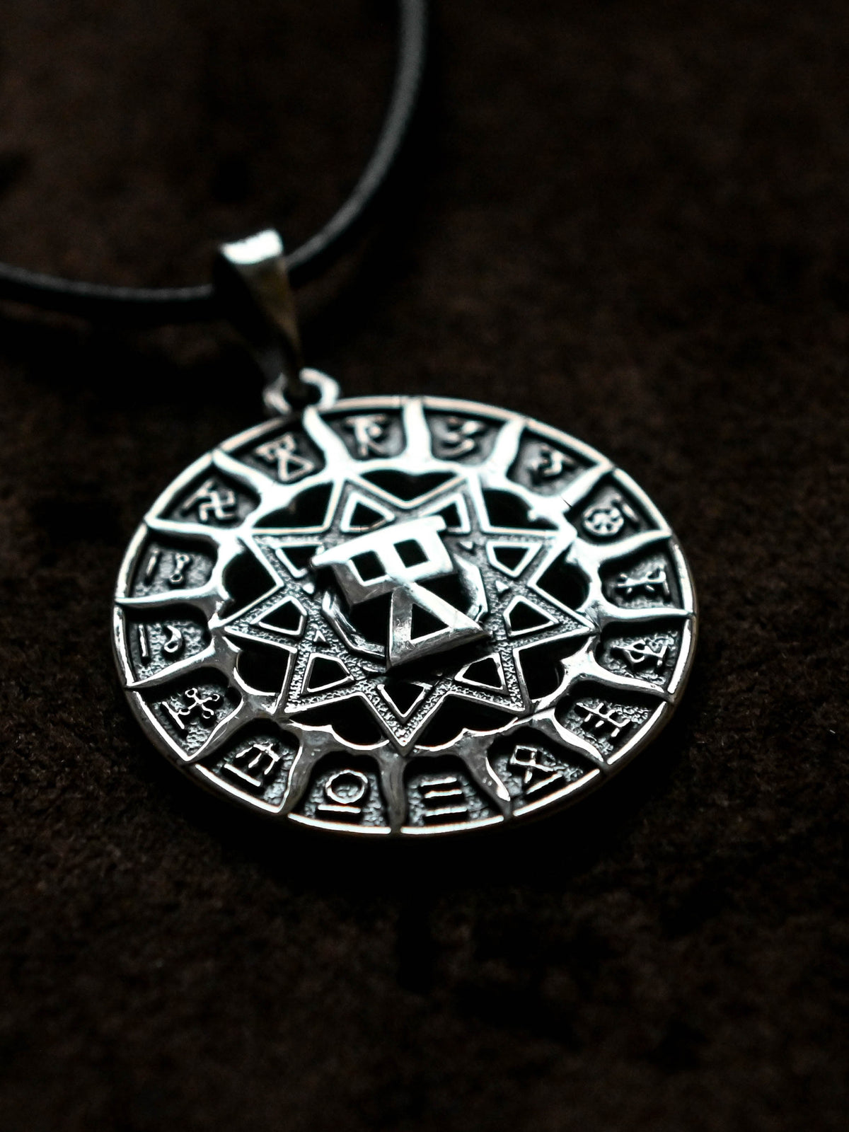 Slavic Chertog Deva Amulet, Sterling Silver 925 — Svarog Circle Zodiac Pendant
