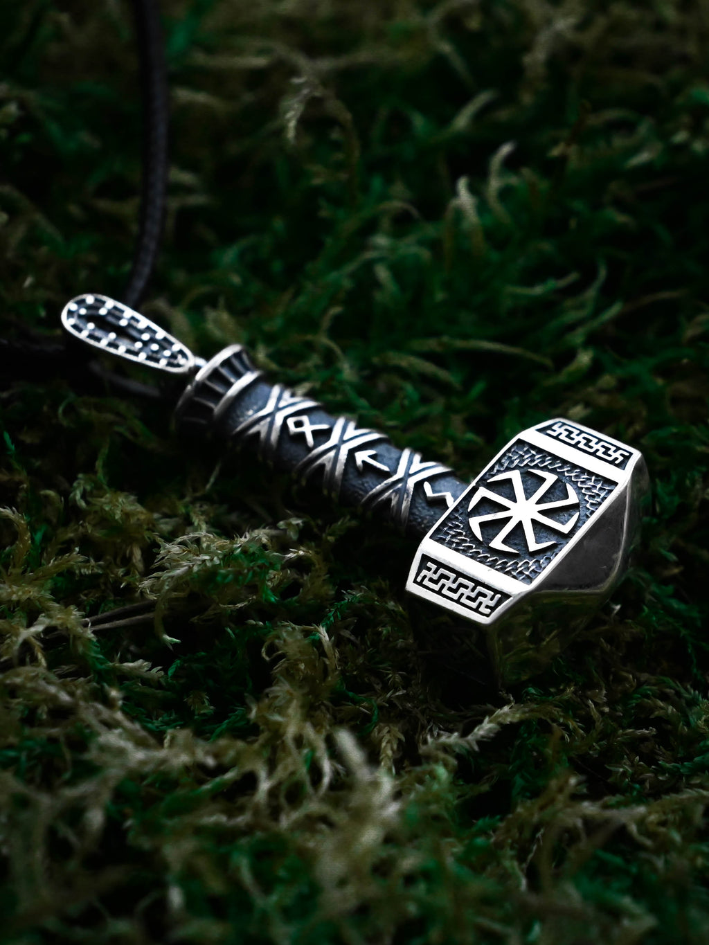 Svarog's Hammer with Kolovrat, Sterling Silver 925 — Slavic Symbol Pendant