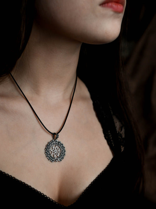 Alatyr Amulet in Oak Wreath, Sterling Silver 925 — Slavic, Viking & Norse Symbol Pendant
