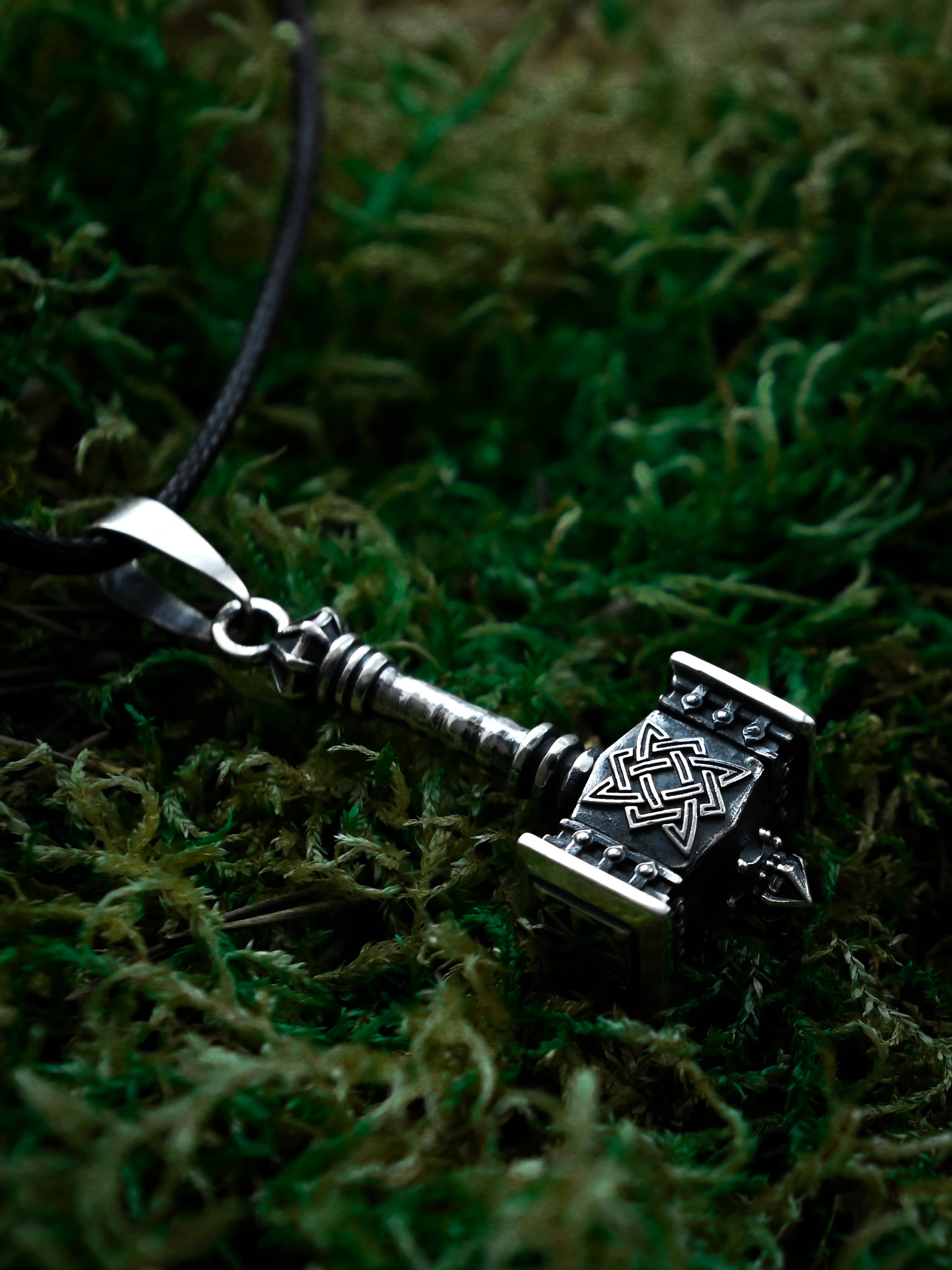 Svarog's Hammer with Star of Rus, Sterling Silver 925 — Slavic Symbol Pendant