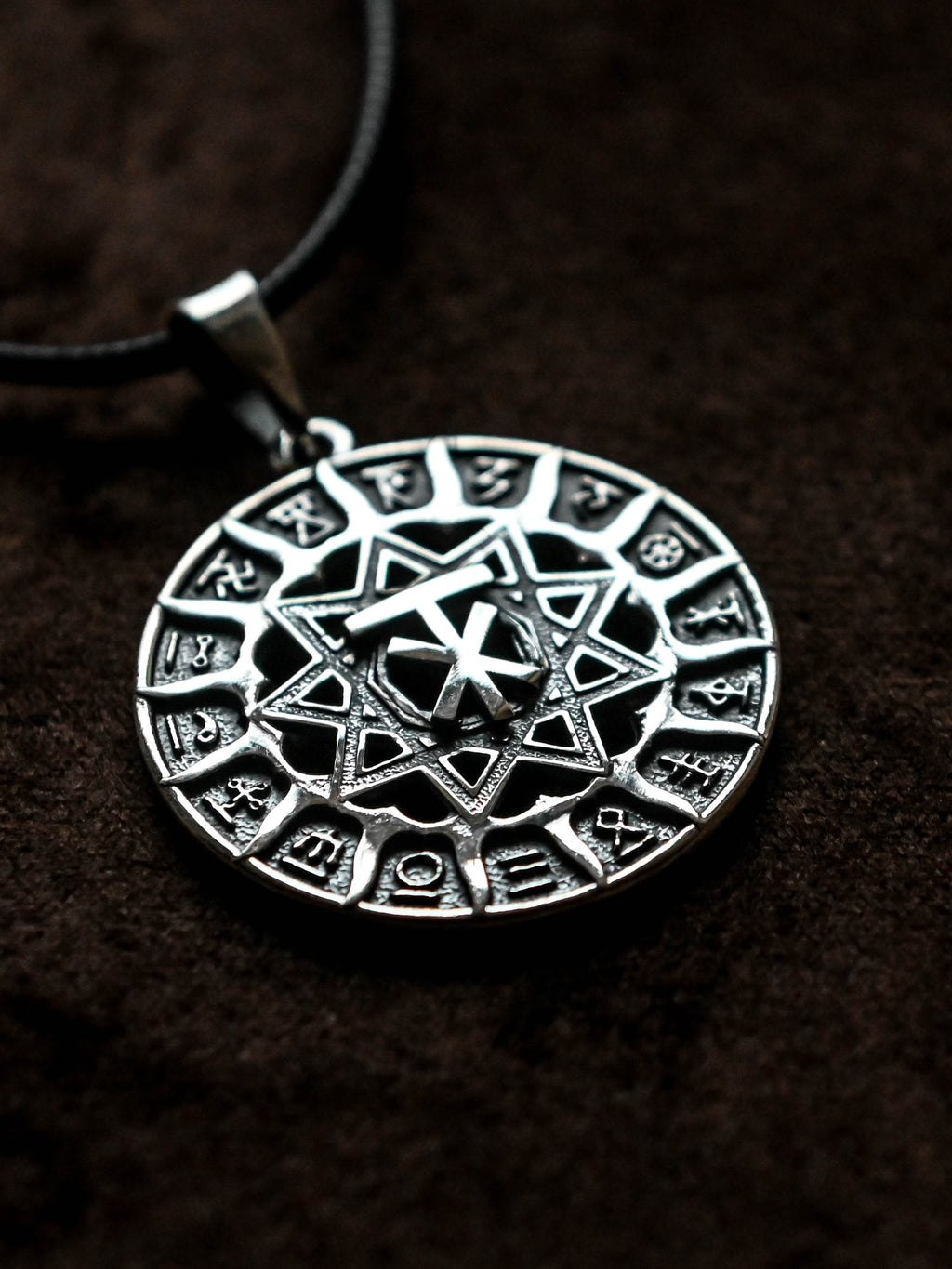 Slavic Chertog Los (Elk) Amulet, Sterling Silver 925 — Svarog Circle Zodiac Pendant