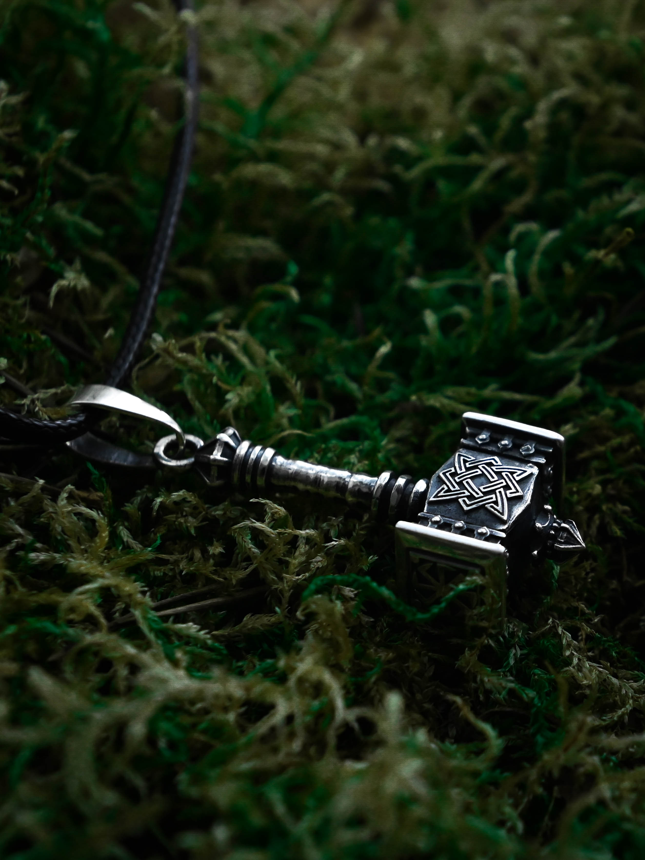 Svarog's Hammer with Star of Rus, Sterling Silver 925 — Slavic Symbol Pendant