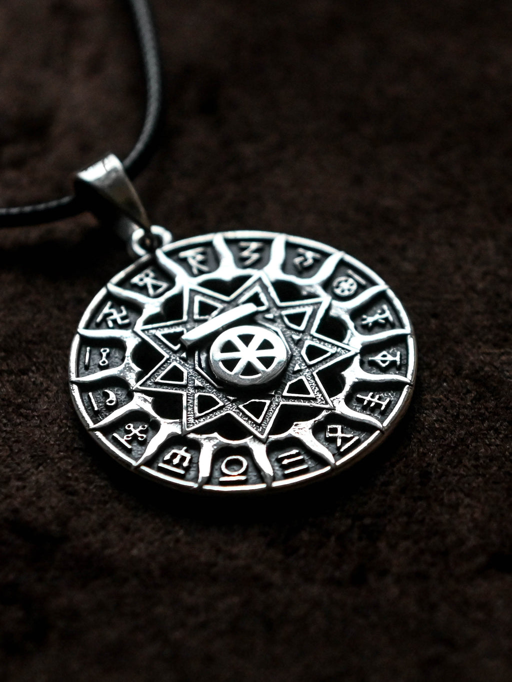 Slavic Chertog Finist (Falcon) Amulet, Sterling Silver 925 — Svarog Circle Zodiac Pendant