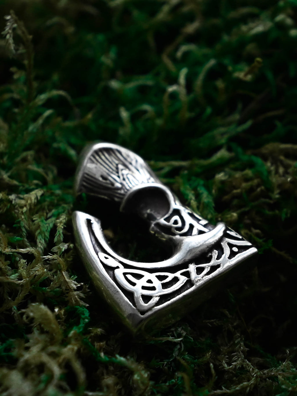 Viking Axe with Patterns, Sterling Silver 925 — Viking Symbol Pendant