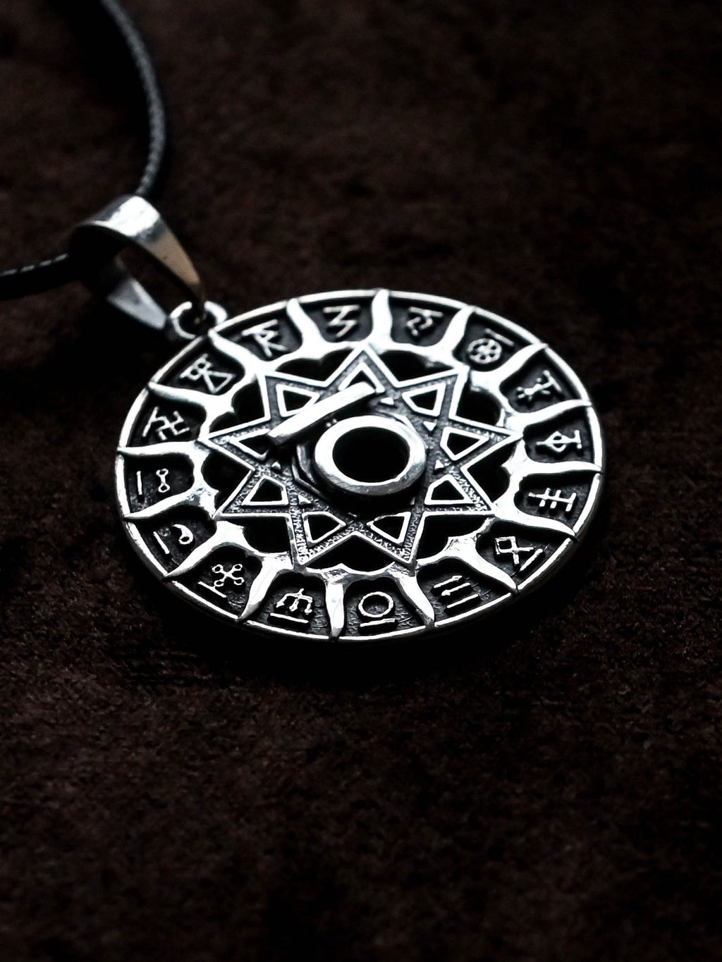Slavic Chertog Medved (Bear) Amulet, Sterling Silver 925 — Svarog Circle Zodiac Pendant