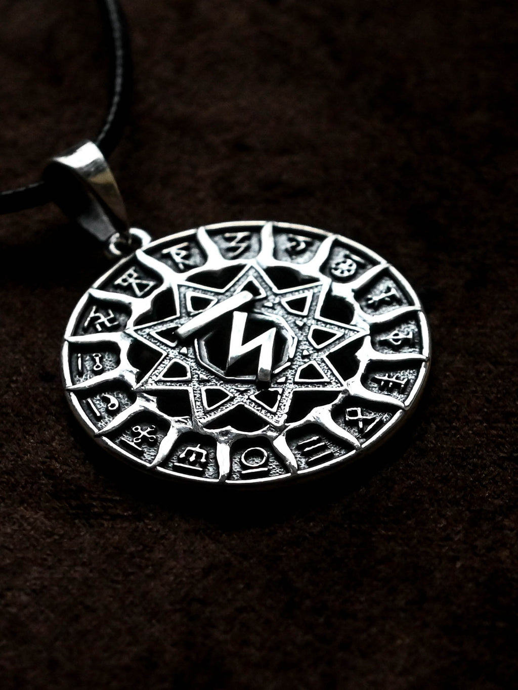 Slavic Chertog Orel (Eagle) Amulet, Sterling Silver 925 — Svarog Circle Zodiac Pendant
