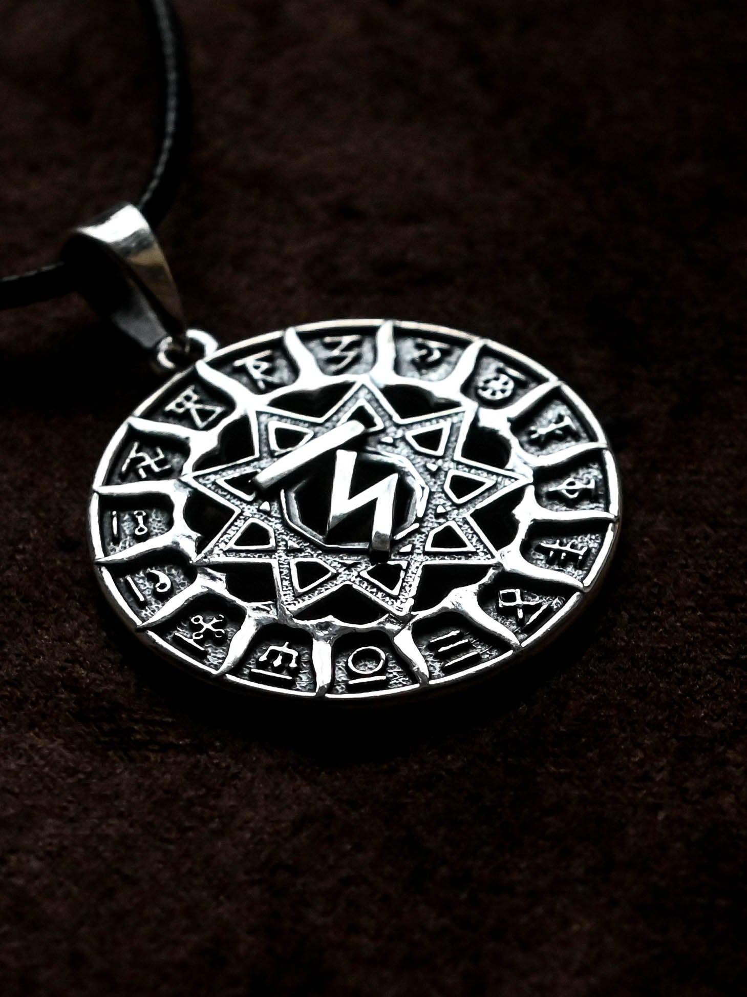 Slavic Chertog Orel (Eagle) Amulet, Sterling Silver 925 — Svarog Circle Zodiac Pendant
