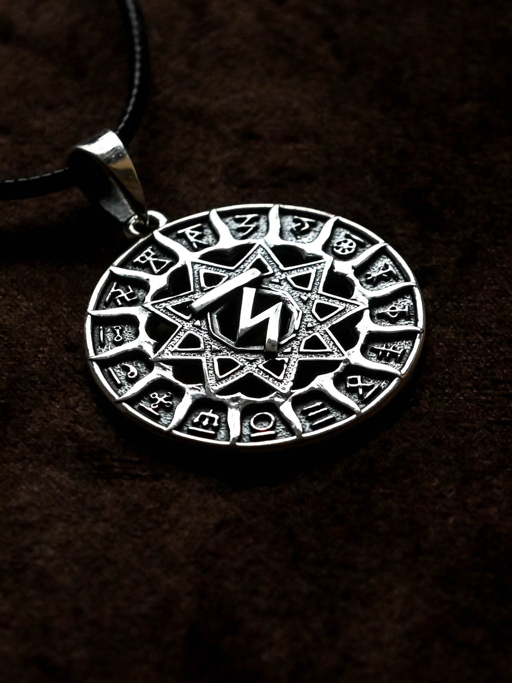 Slavic Chertog Orel (Eagle) Amulet, Sterling Silver 925 — Svarog Circle Zodiac Pendant