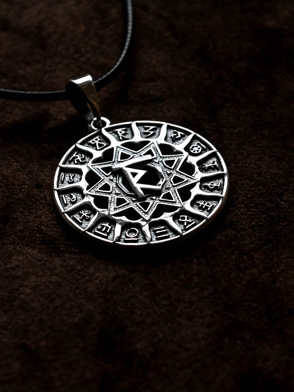 Slavic Chertog Rasa Amulet, Sterling Silver 925 — Svarog Circle Zodiac Pendant
