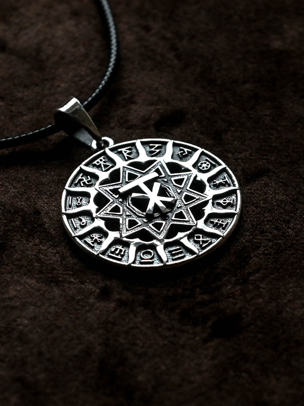 Slavic Chertog Los (Elk) Amulet, Sterling Silver 925 — Svarog Circle Zodiac Pendant