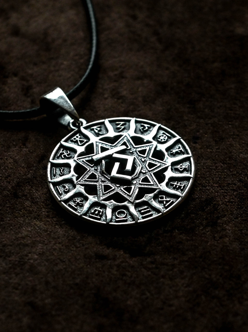 Slavic Chertog Kon (Horse) Amulet, Sterling Silver 925 — Svarog Circle Zodiac Pendant