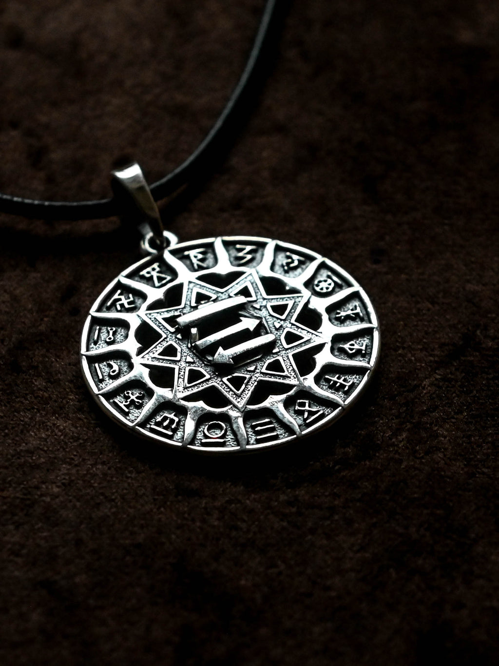 Slavic Chertog Busel (Stork) Amulet, Sterling Silver 925 — Svarog Circle Zodiac Pendant