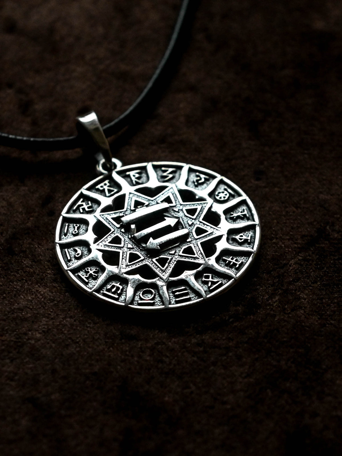 Slavic Chertog Busel (Stork) Amulet, Sterling Silver 925 — Svarog Circle Zodiac Pendant