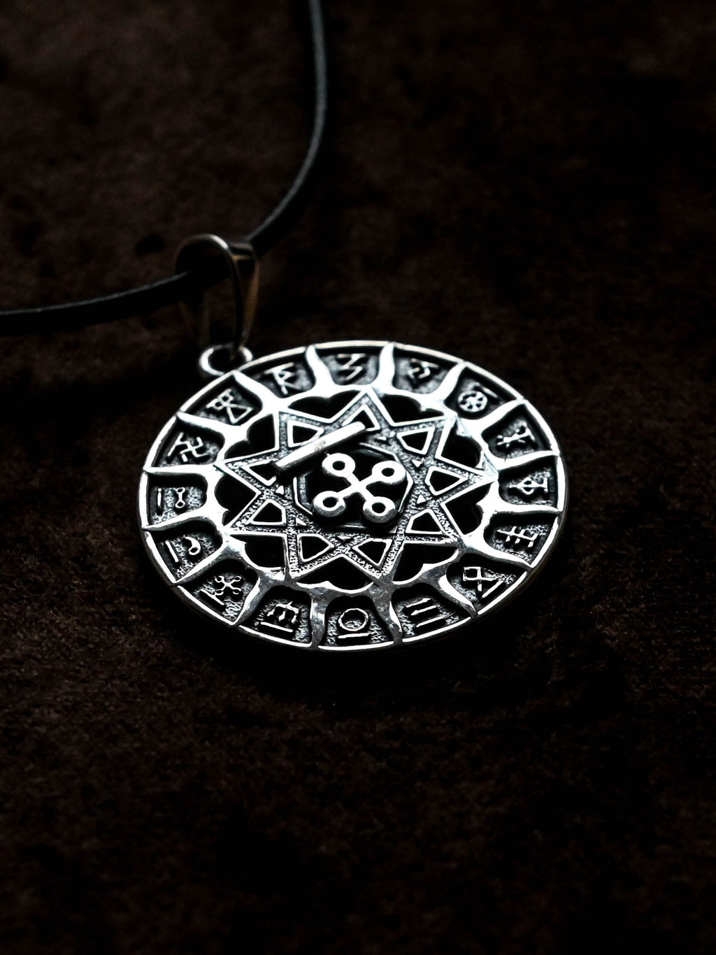 Slavic Chertog Zmey (Serpent) Amulet, Sterling Silver 925 — Svarog Circle Zodiac Pendant