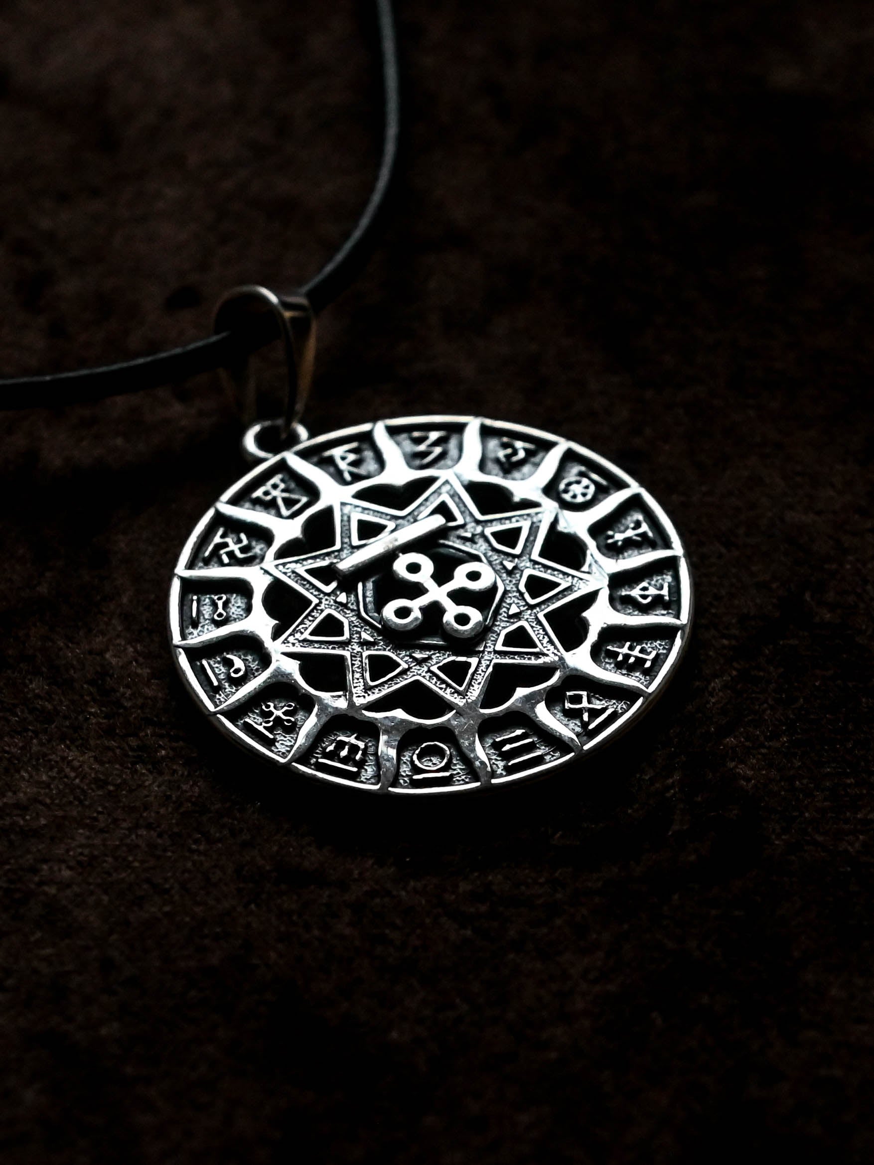 Slavic Chertog Zmey (Serpent) Amulet, Sterling Silver 925 — Svarog Circle Zodiac Pendant