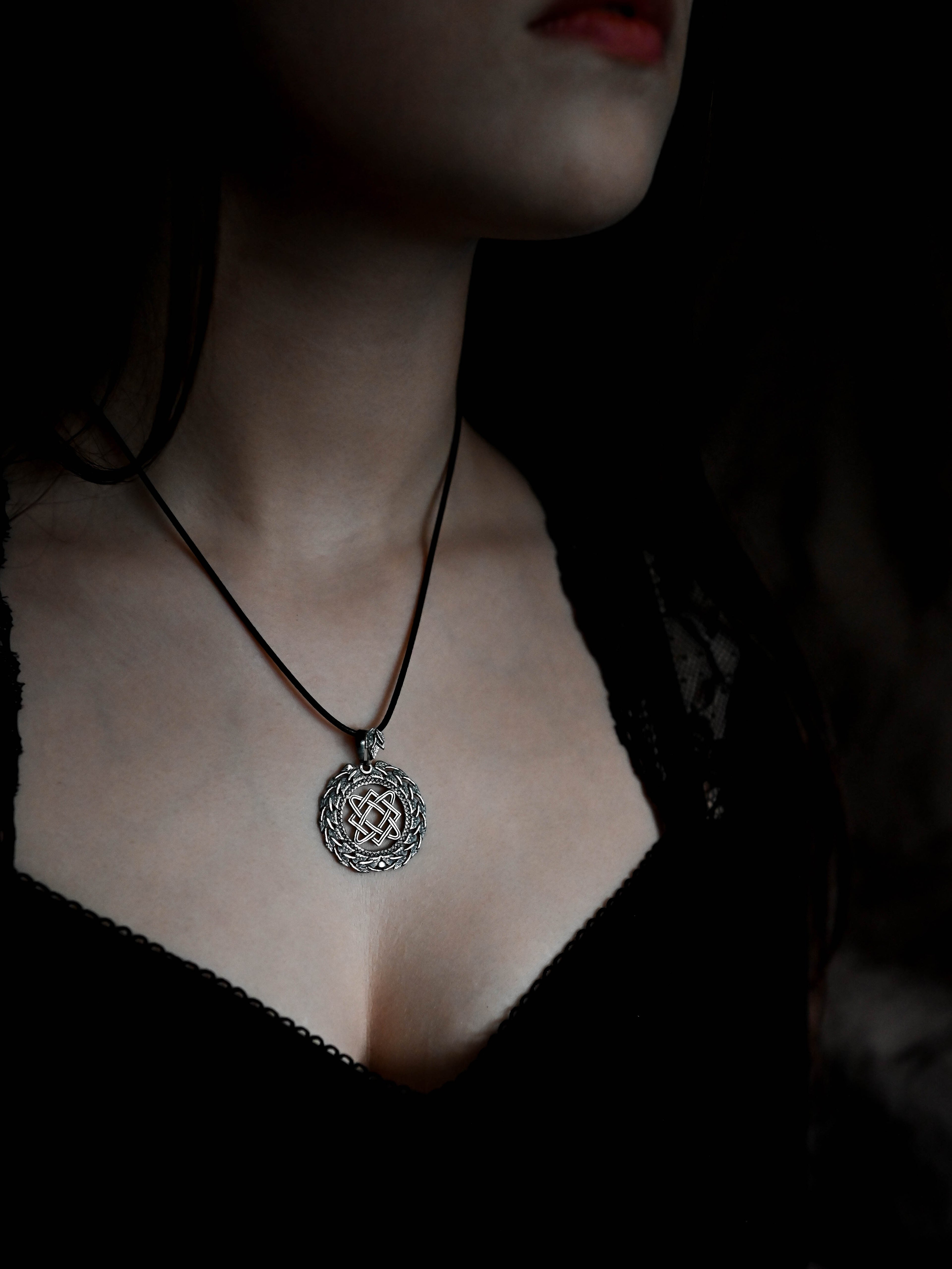 Star of Lada Amulet in Birch Wreath, Sterling Silver 925 — Slavic, Viking & Norse Symbol Pendant