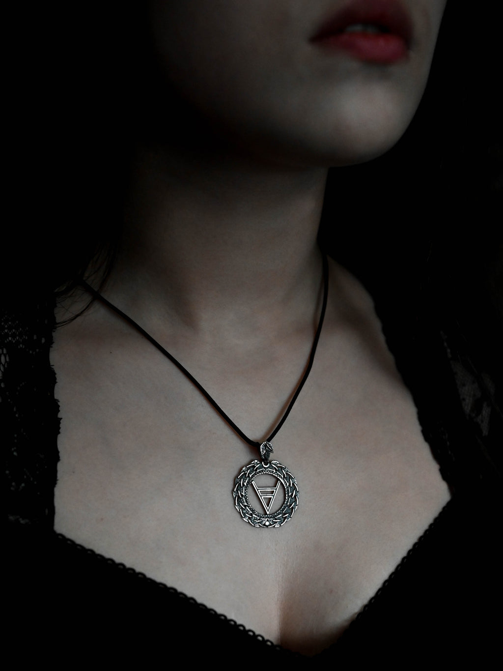 Symbol of Veles Amulet in Birch Wreath, Sterling Silver 925 — Slavic, Viking & Norse Symbol Pendant