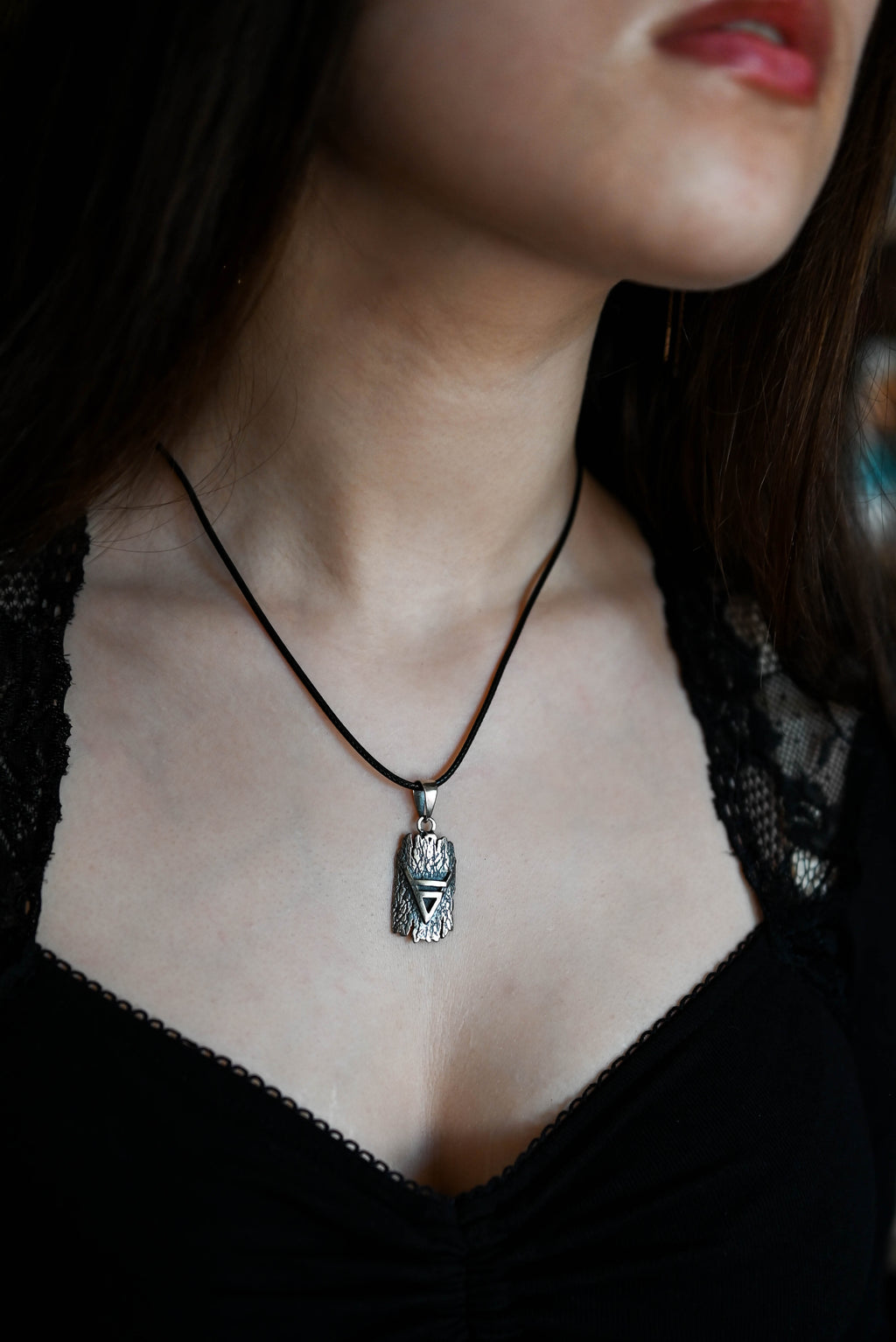 Symbol of Veles on Tree Bark, Sterling Silver 925 — Slavic Symbol Pendant