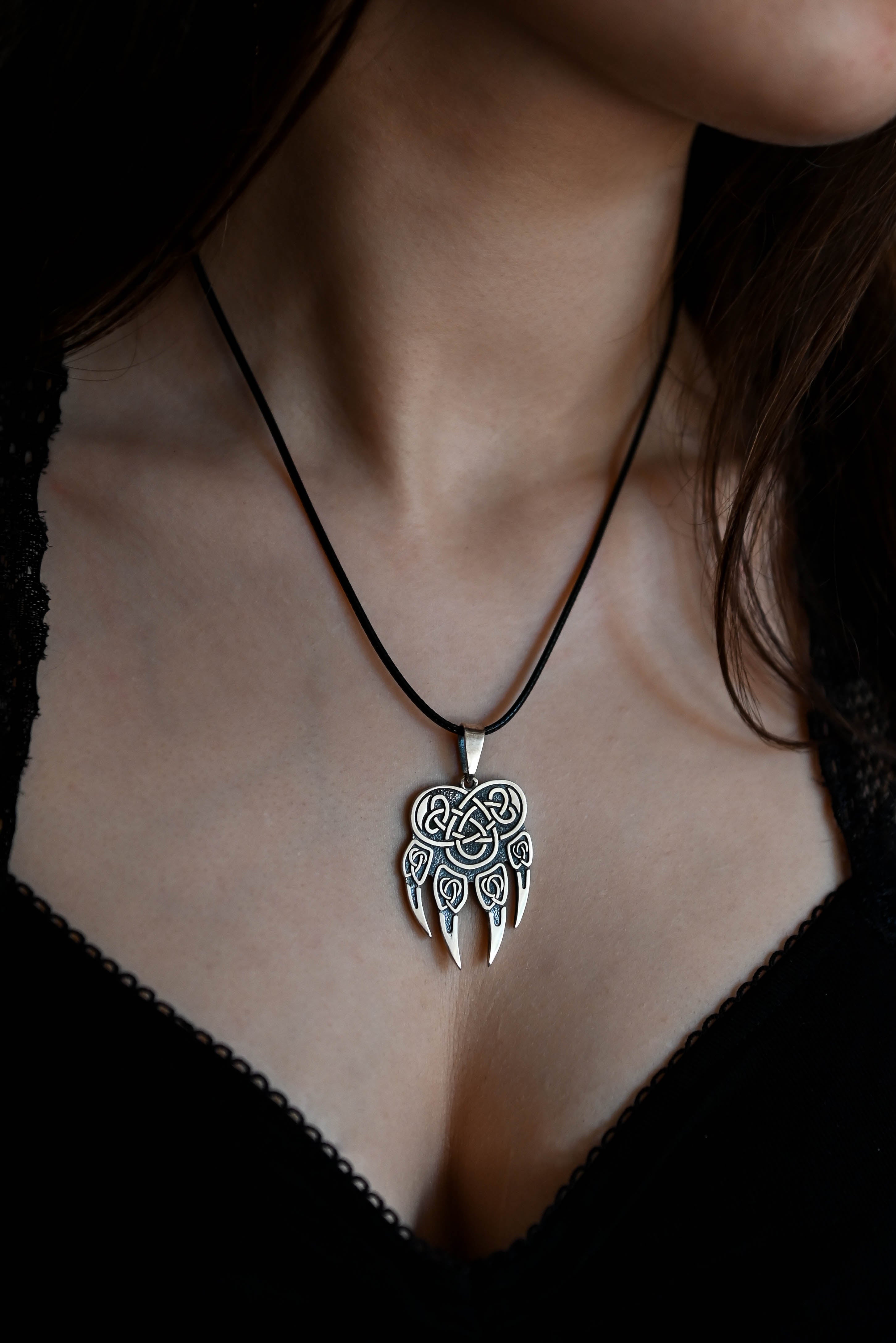 Wolf Paw Amulet (Large), Sterling Silver 925 — Viking & Slavic Symbol Pendant