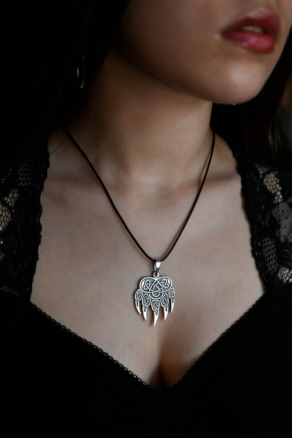 Bear Paw Amulet, Sterling Silver 925 — Viking & Slavic Symbol Pendant