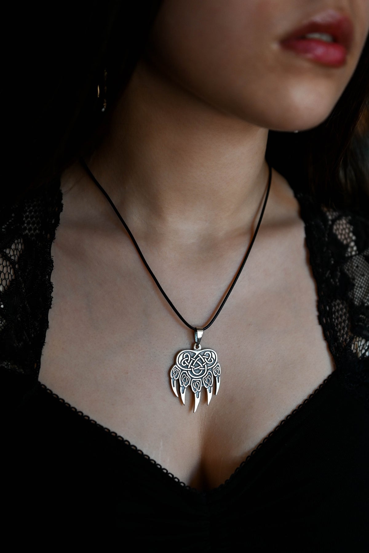 Bear Paw Amulet, Sterling Silver 925 — Viking & Slavic Symbol Pendant