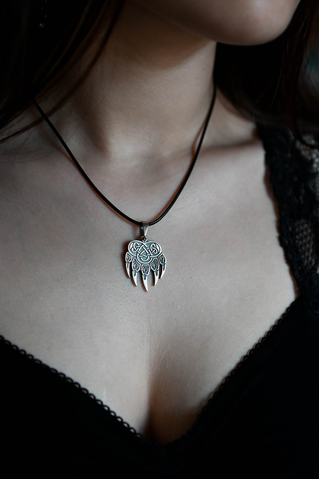 Bear Paw Amulet, Sterling Silver 925 — Viking & Slavic Symbol Pendant