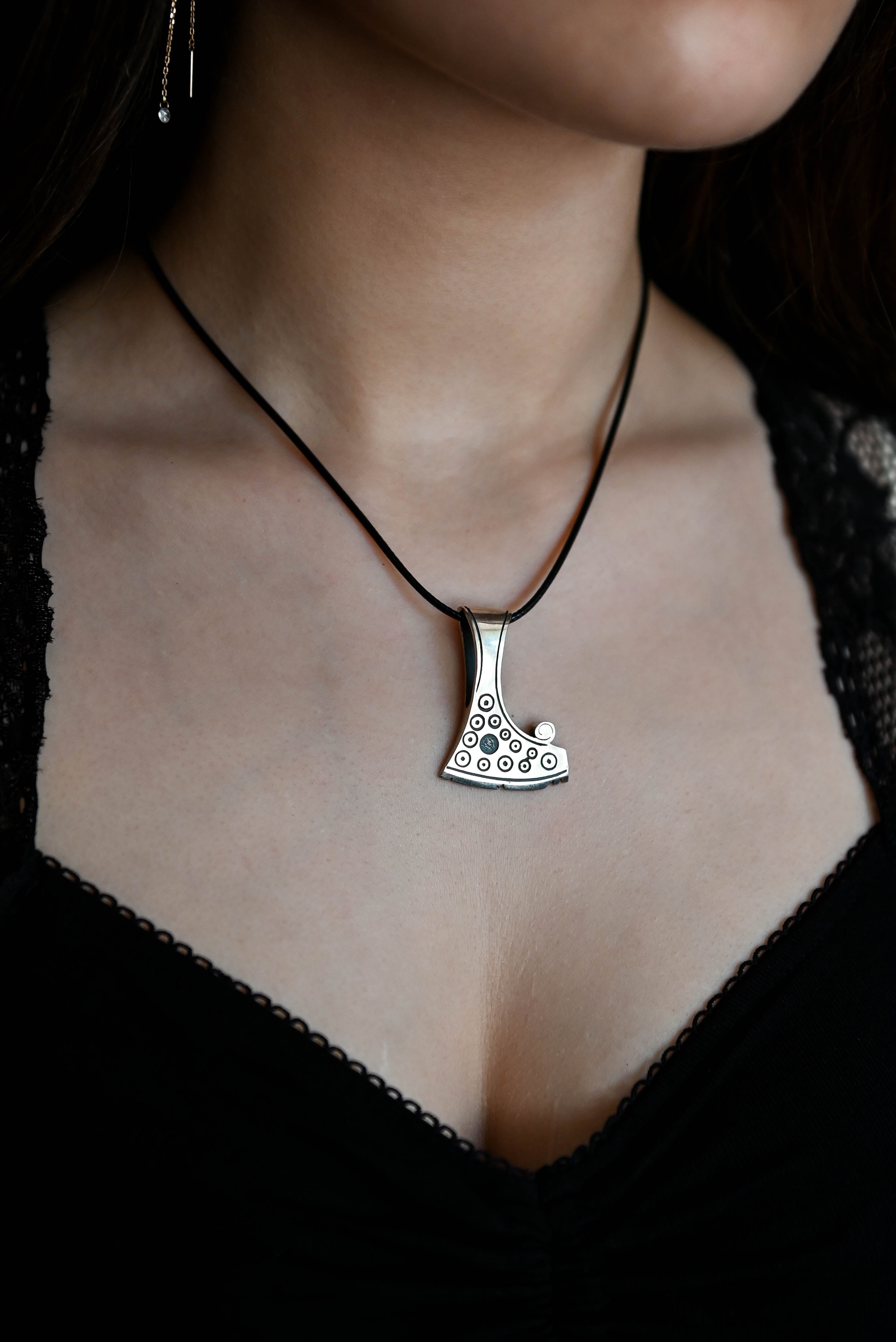 Perun's Axe with Circles, Sterling Silver 925 — Slavic Symbol Pendant