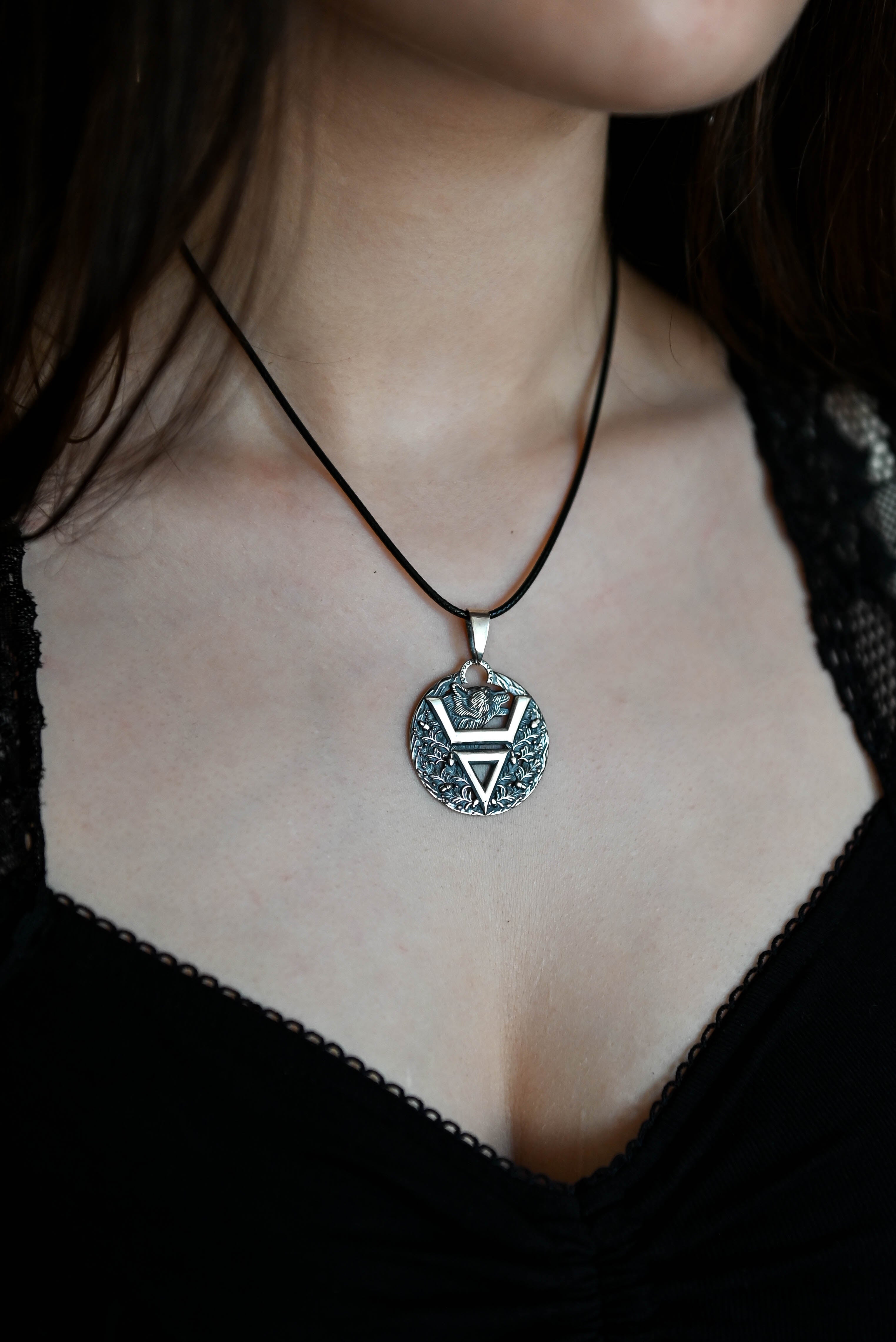 Symbol of Veles with Bear, Sterling Silver 925 — Slavic Symbol Pendant