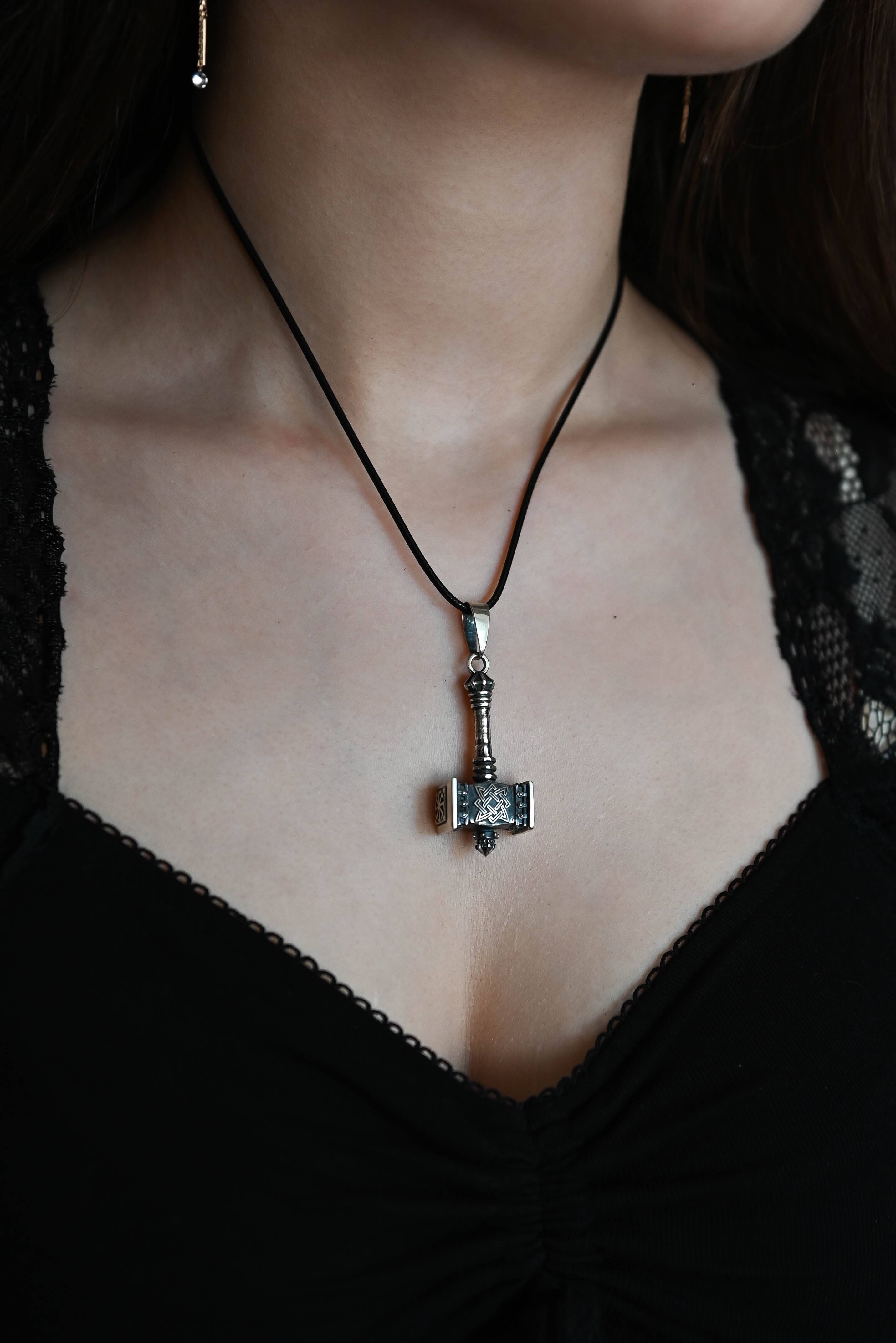 Svarog's Hammer with Star of Rus, Sterling Silver 925 — Slavic Symbol Pendant