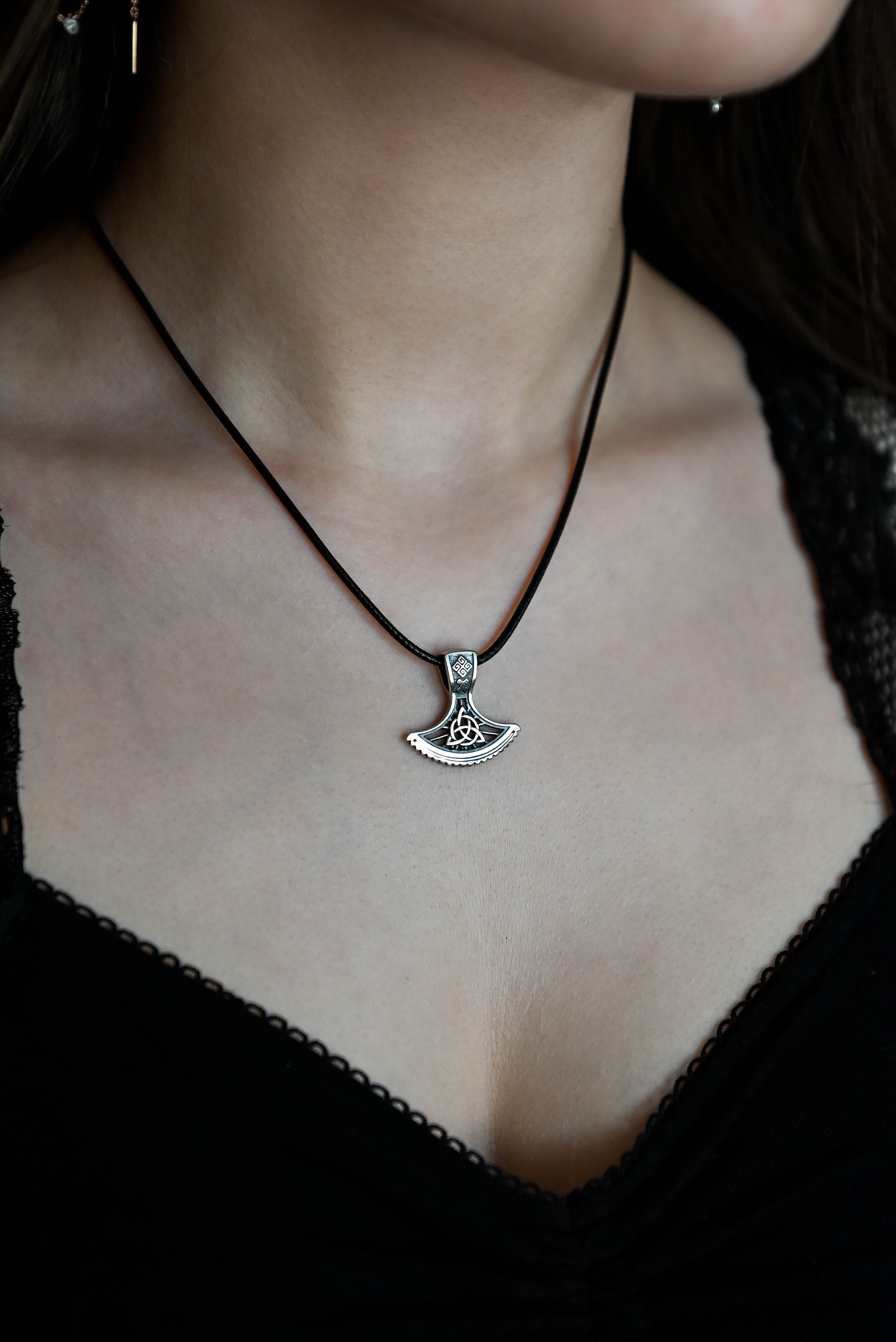 Perun's Axe with Celtic Knot, Sterling Silver 925 — Slavic & Celtic Symbol Pendant