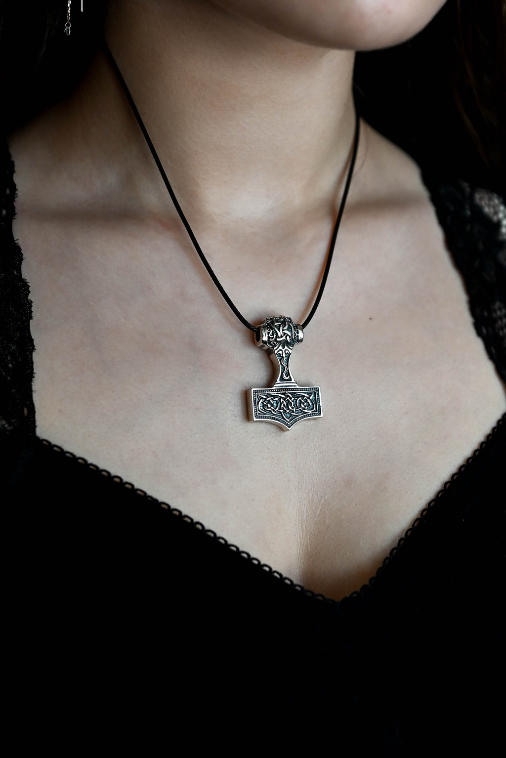 Thor's Hammer (Mjolnir) Amulet, Sterling Silver 925 — Viking Symbol Pendant