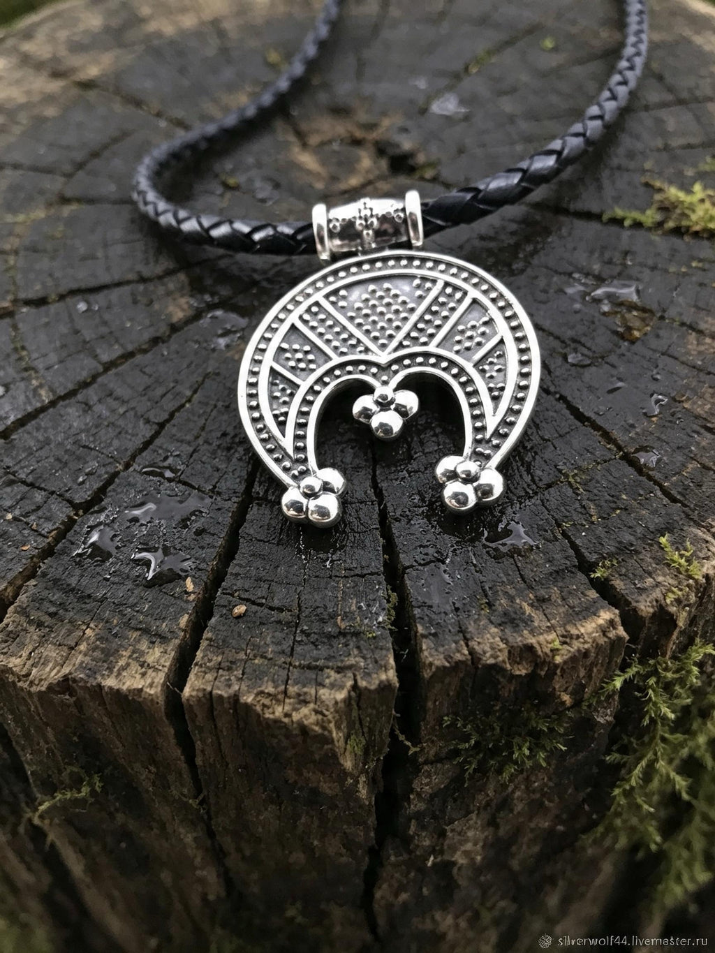 Lunnitsa with Dots Amulet, Sterling Silver 925 — Slavic Symbol Pendant