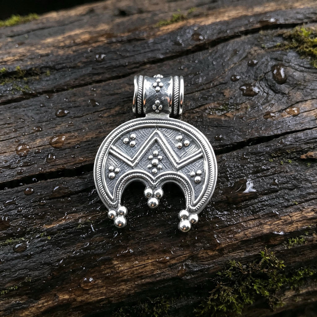 Classic Lunnitsa Amulet, Sterling Silver 925 — Slavic Symbol Pendant