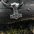 Thor's Hammer Amulet, Sterling Silver 925 — Viking Symbol Pendant
