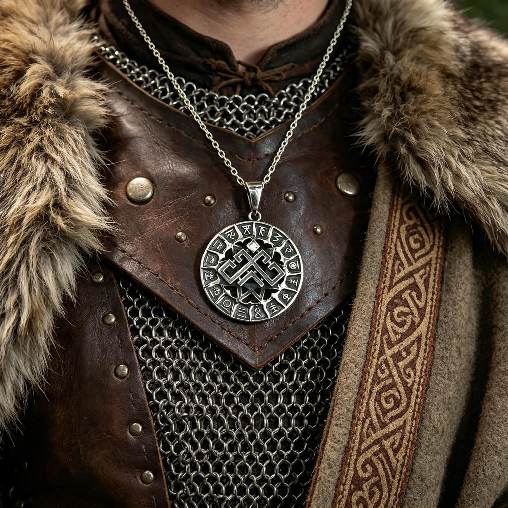 Rozhanitsa in Svarog's Circle Amulet, Sterling Silver 925 — Slavic Symbol Pendant