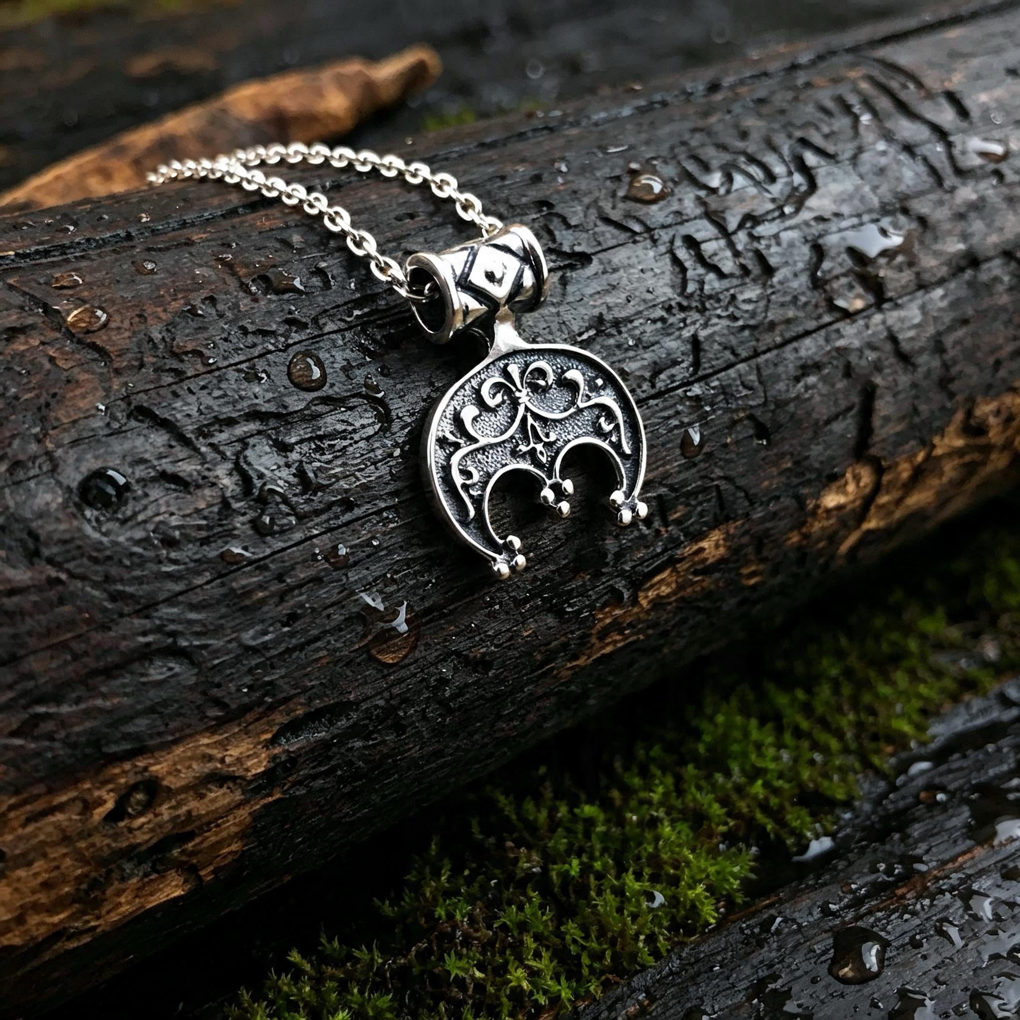 Ornate Lunnitsa Amulet, Sterling Silver 925 — Slavic Symbol Pendant