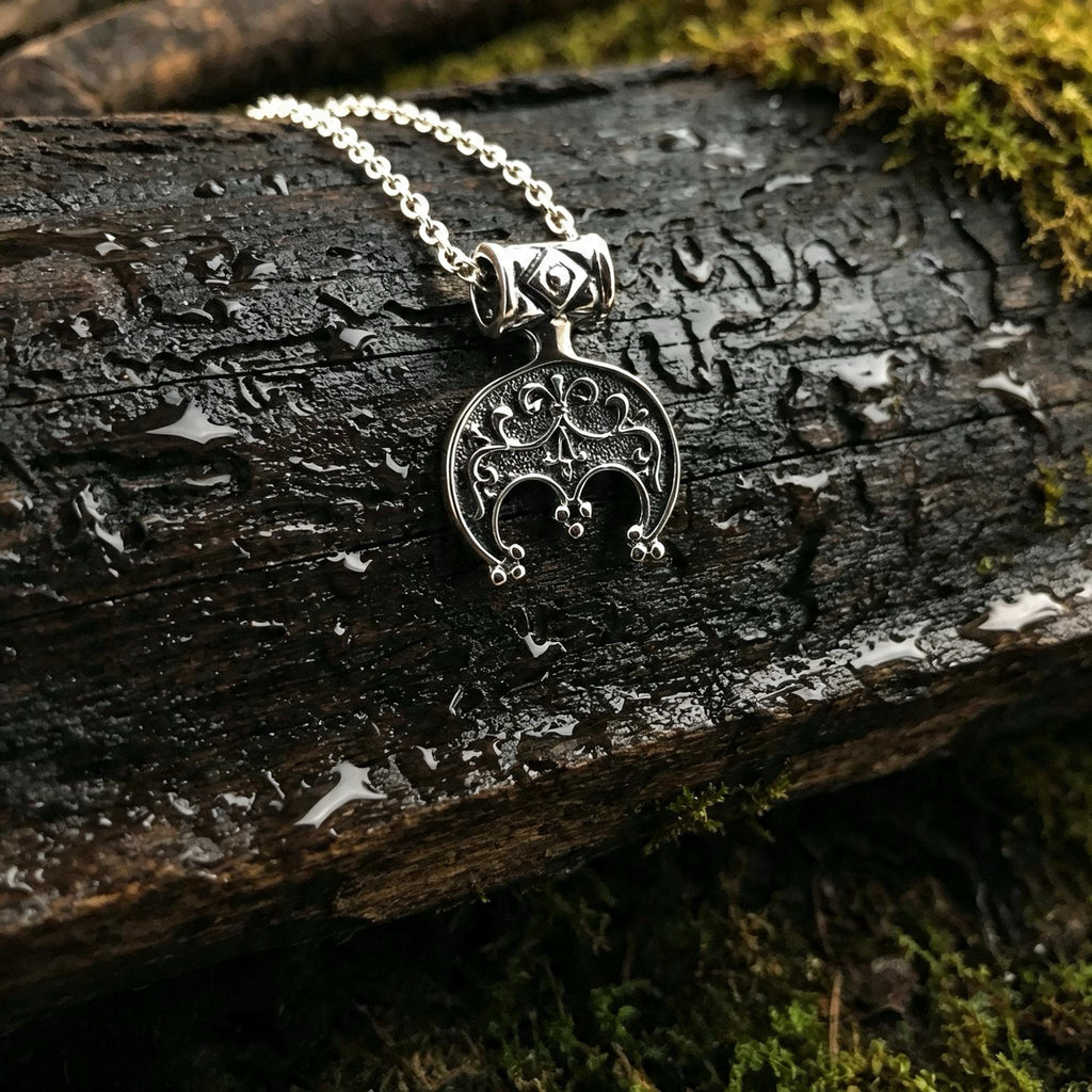 Ornate Lunnitsa Amulet, Sterling Silver 925 — Slavic Symbol Pendant