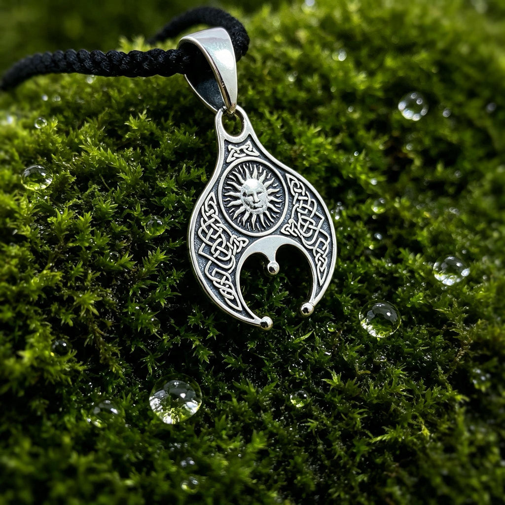 Lunnitsa with Sun and Moon Amulet, Sterling Silver 925 — Slavic Symbol Pendant