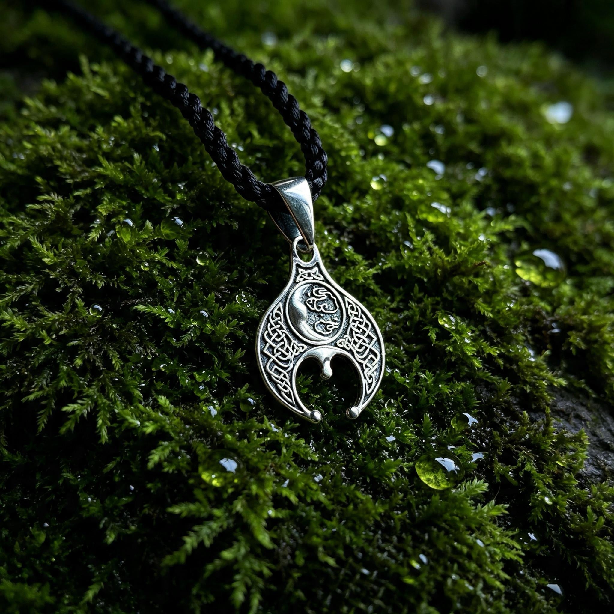 Lunnitsa with Sun and Moon Amulet, Sterling Silver 925 — Slavic Symbol Pendant