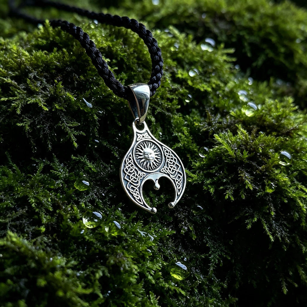 Lunnitsa with Sun and Moon Amulet, Sterling Silver 925 — Slavic Symbol Pendant