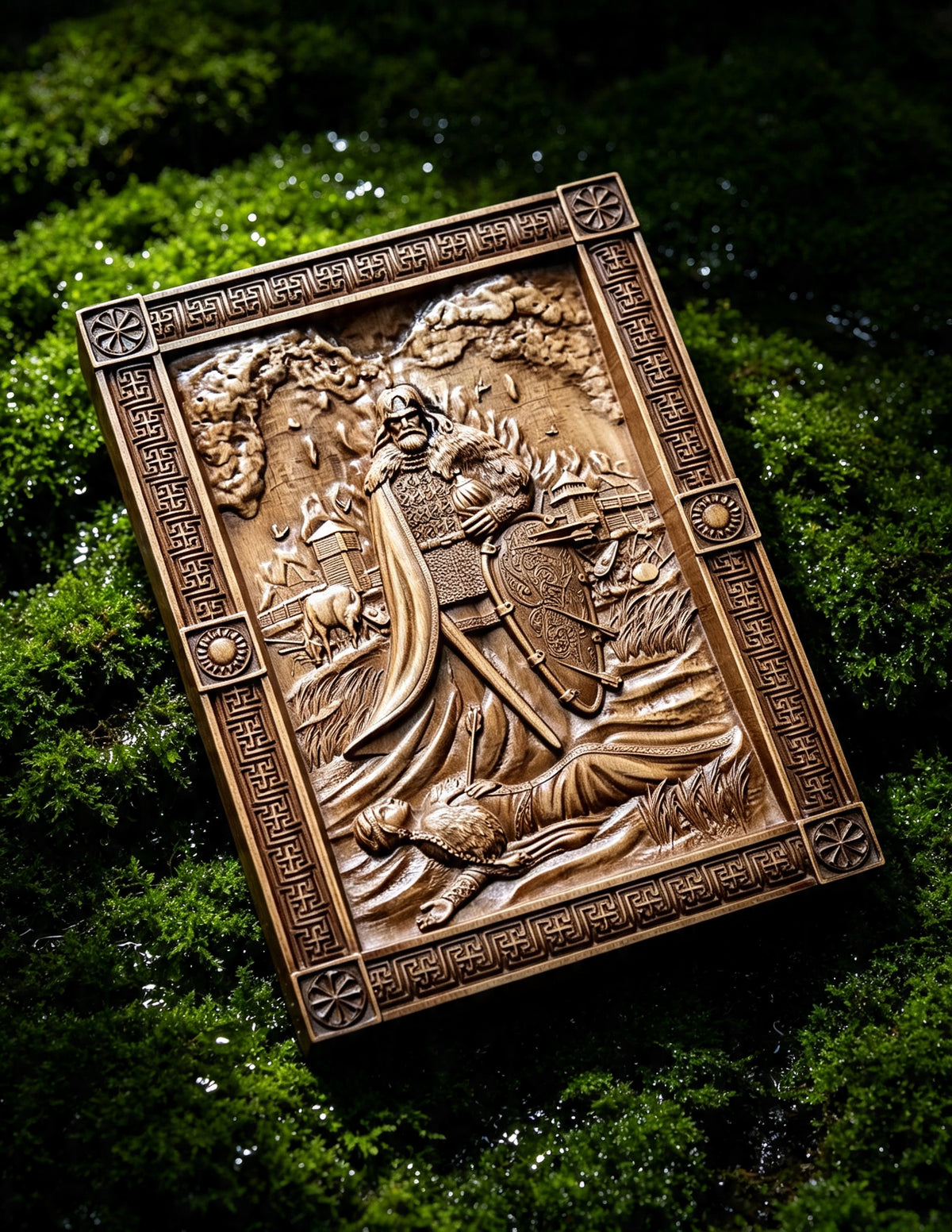 Evpatiy Kolovrat Wooden Wall Panel — Hand-Carved Wood Art