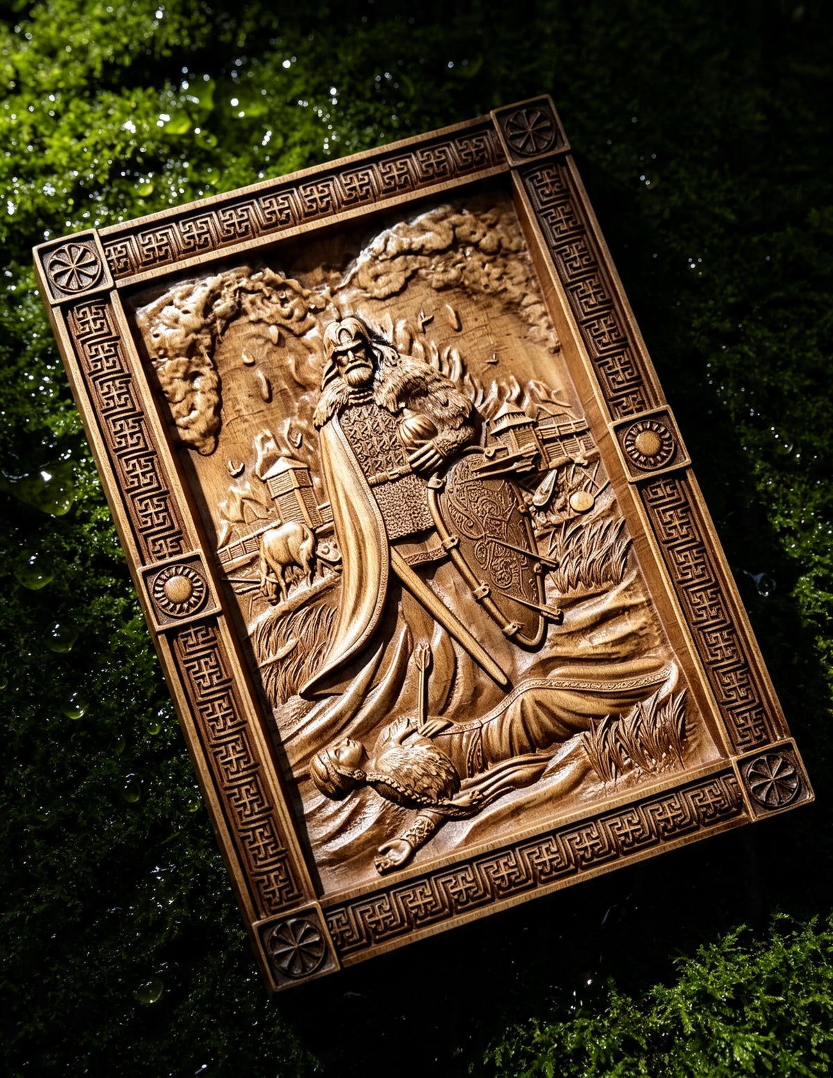 Evpatiy Kolovrat Wooden Wall Panel — Hand-Carved Wood Art