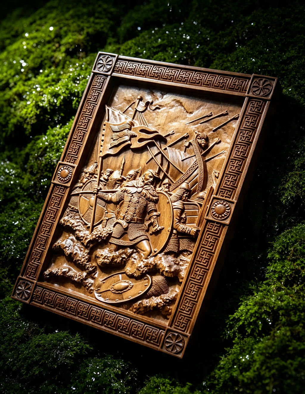 Svyatoslav Wooden Wall Panel — Hand-Carved Wood Art