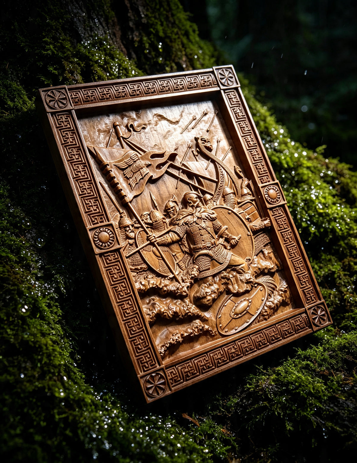 Svyatoslav Wooden Wall Panel — Hand-Carved Wood Art
